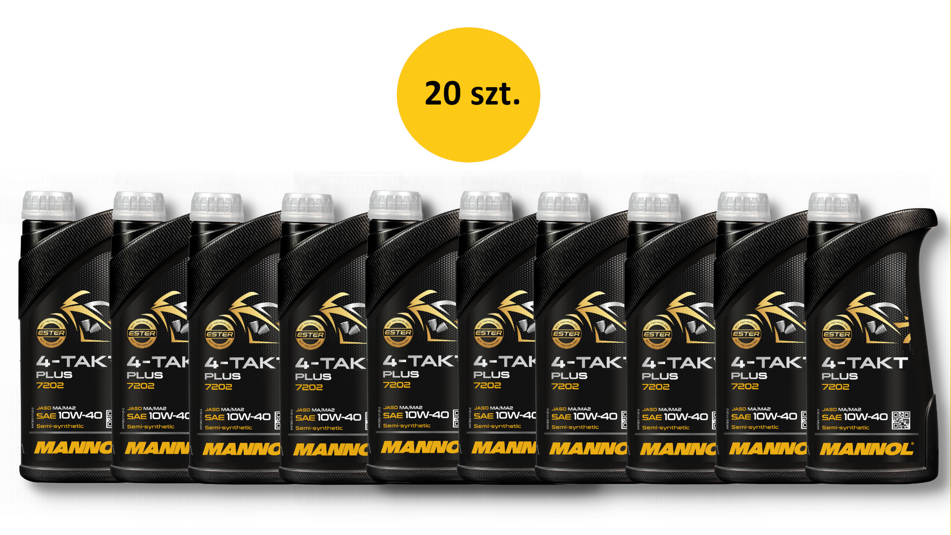 MANNOL motorový olej 4T PLUS 10W40 1L (API SL, JASO MA/MA2) polosyntetické (7202) (20) - KARTON 20 kus (set) (MANNOL motorový olej 4T PLUS 10W40 1L)